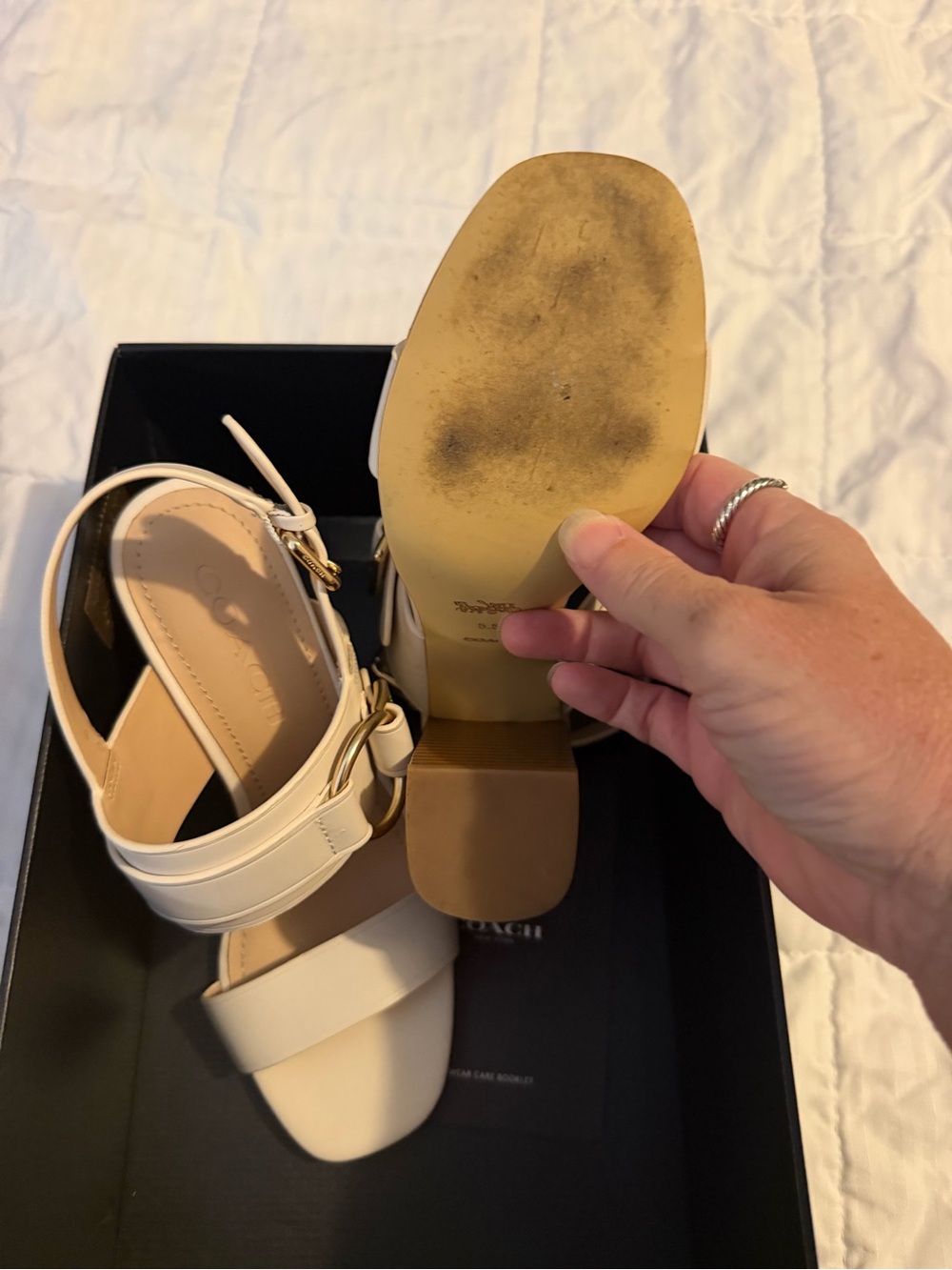 Coach Mabel Leather Sandal in Chalk - Picture 3 of 6